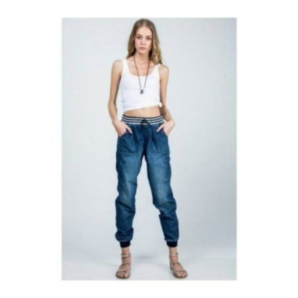 🆕Denim Joggers - High Rise Draw String Elastic Waist